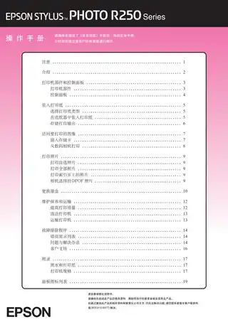 EPSON爱普生STYLUS PHOTO R250 Series 操作手册